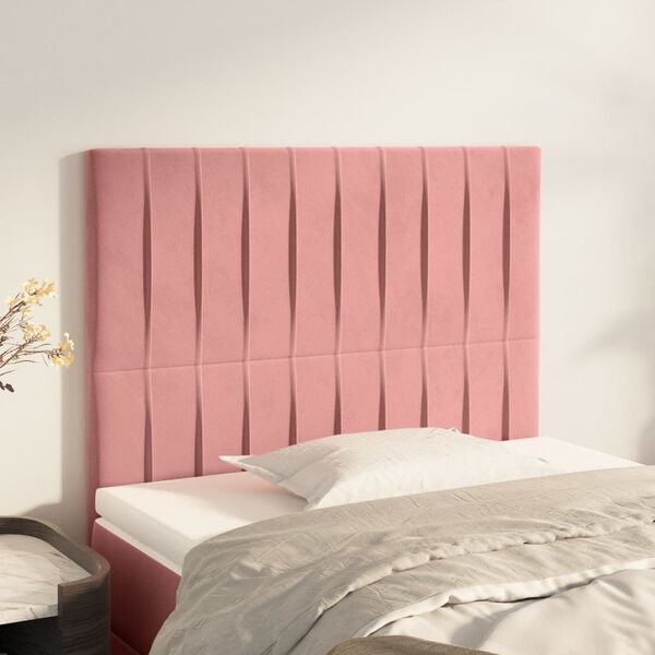 vidaXL Tête de lit Rose 80x5x118/128 cm Velours