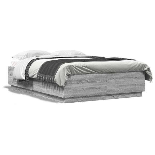vidaXL Cadre de lit sans matelas sonoma gris 150x200 cm