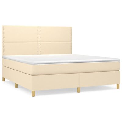 vidaXL Sommier à lattes de lit avec matelas Crème 160x200 cm Tissu