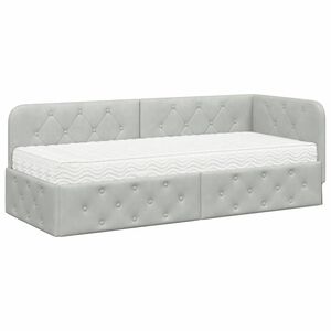 vidaXL Cadre de lit d'angle Gris clair 80 x 200 cm Velours