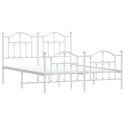 vidaXL Cadre de lit métal sans matelas et pied de lit blanc 140x200 cm