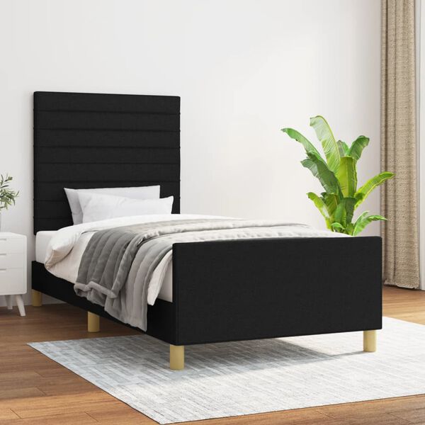 vidaXL Cadre de lit sans matelas noir 90x200 cm tissu