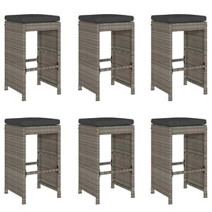 vidaXL Tabourets de bar de jardin et coussins lot de 6 résine tressée