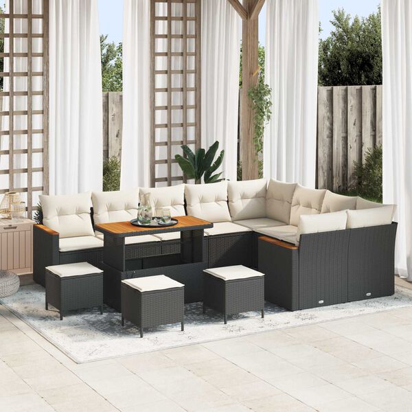 vidaXL Ensemble de canap&eacute; de jardin 13 pcs Noir Poly Rattan