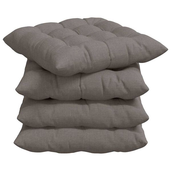 vidaXL Coussins de si&egrave;ge 4 pcs Taupe 40 x 40 x 6 cm tissu