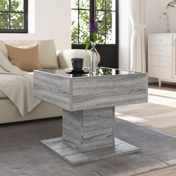 vidaXL Table basse avec LED sonoma gris 50x50x45 cm bois d'ing&eacute;nierie