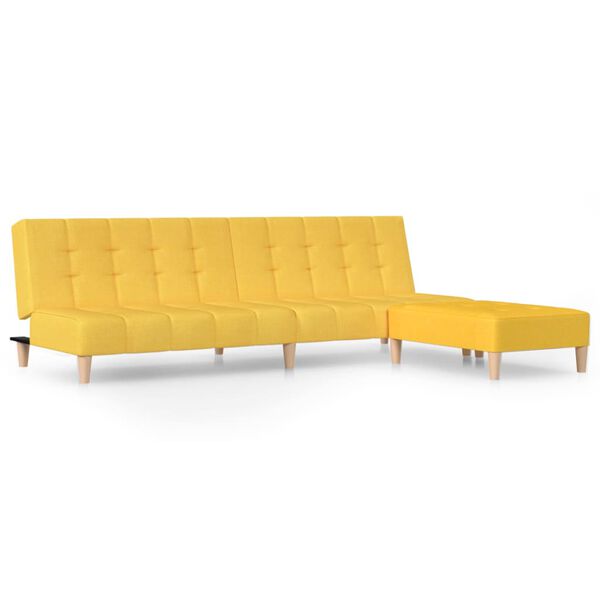 vidaXL Canap&eacute;-lit &agrave; 2 places avec repose-pied Jaune Tissu