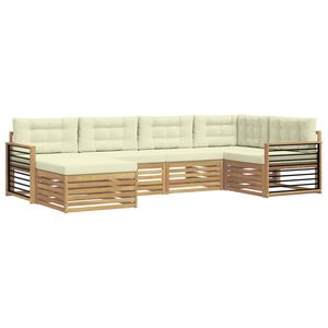 vidaXL Ensemble de canap&eacute;s d'ext&eacute;rieur 6 pc Blanc et cr&egrave;me Polyester