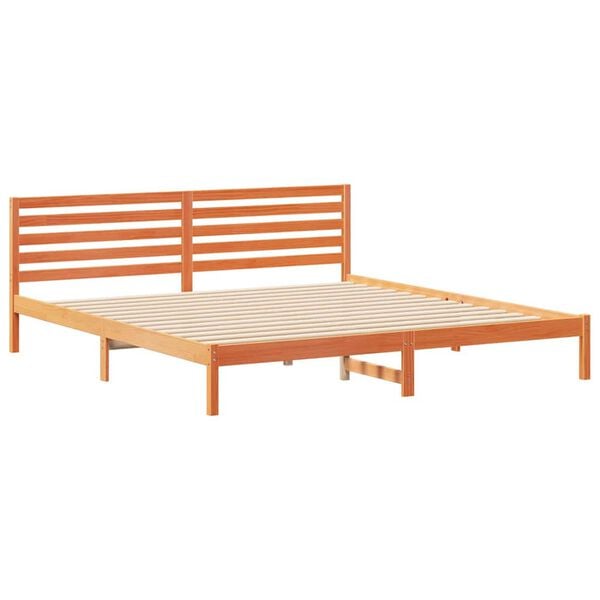 vidaXL Cadre de lit avec t&ecirc;te de lit Brun cire 200 x 210 cm Pin massif