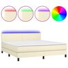 vidaXL Sommier &agrave; lattes de lit avec matelas et LED Cr&egrave;me 180x200 cm