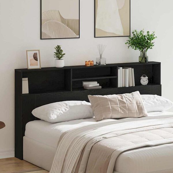 vidaXL Cabinet de T&ecirc;te de Lit Ch&ecirc;ne noir 200 x 19 x 103,5 cm