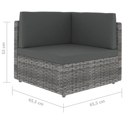 vidaXL Salon de jardin 6 pcs avec coussins Gris Résine tressée