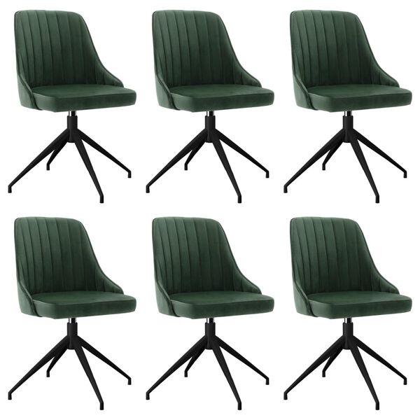 vidaXL Chaises &agrave; manger lot de 6 vert fonc&eacute; velours