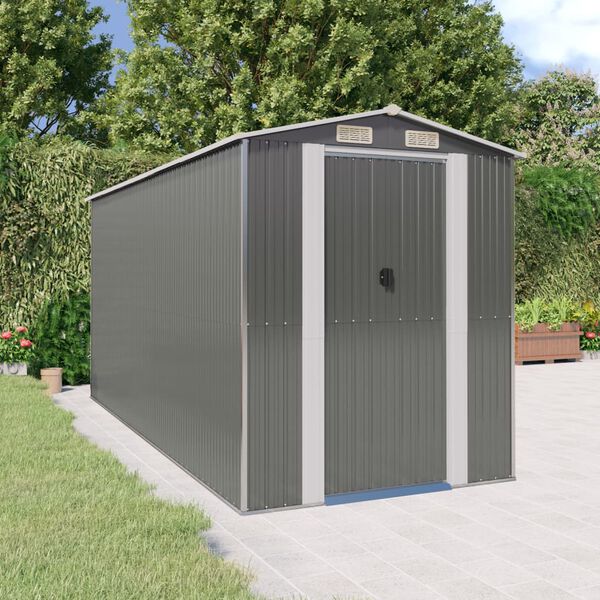 vidaXL Abri de jardin Gris clair 192x440x223 cm Acier galvanis&eacute;
