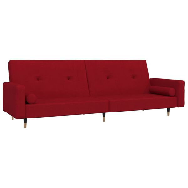 vidaXL Canap&eacute;-lit &agrave; 2 places avec repose-pied Rouge bordeaux Velours