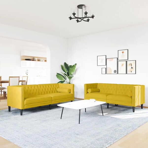 vidaXL Ensemble de canap&eacute; Chesterfield et traversins 2 pcs velours