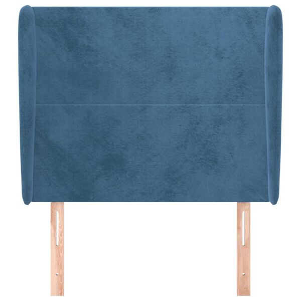 vidaXL T&ecirc;te de lit avec oreilles Bleu fonc&eacute; 103x23x118/128 cm Velours