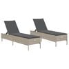 vidaXL Chaises longues avec coussins lot de 2 gris r&eacute;sine tress&eacute;e