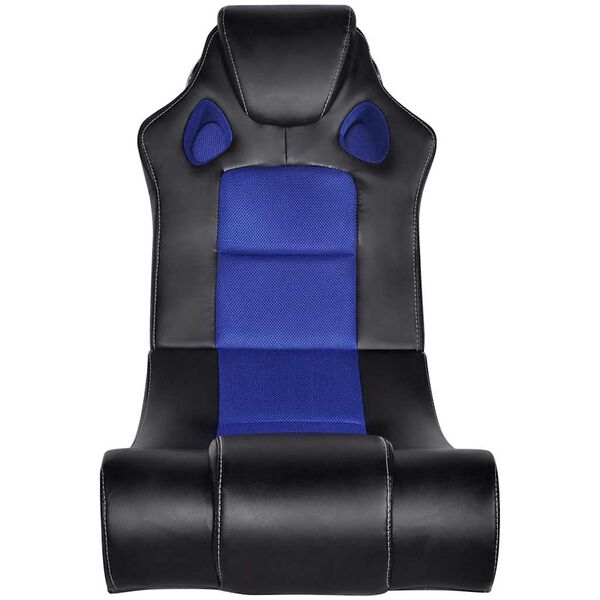 vidaXL Fauteuil &agrave; bascule &agrave; enceinte Noir et bleu Similicuir