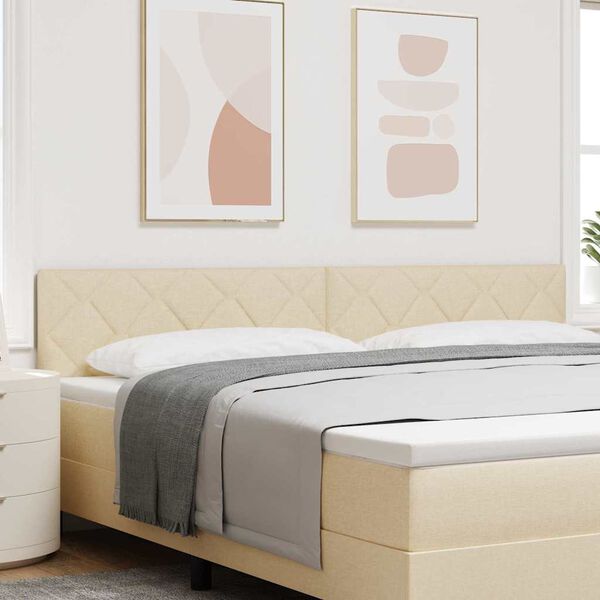 vidaXL T&ecirc;te de lit avec t&ecirc;te de lit Cr&egrave;me 200 cm Cuir synth&eacute;tique