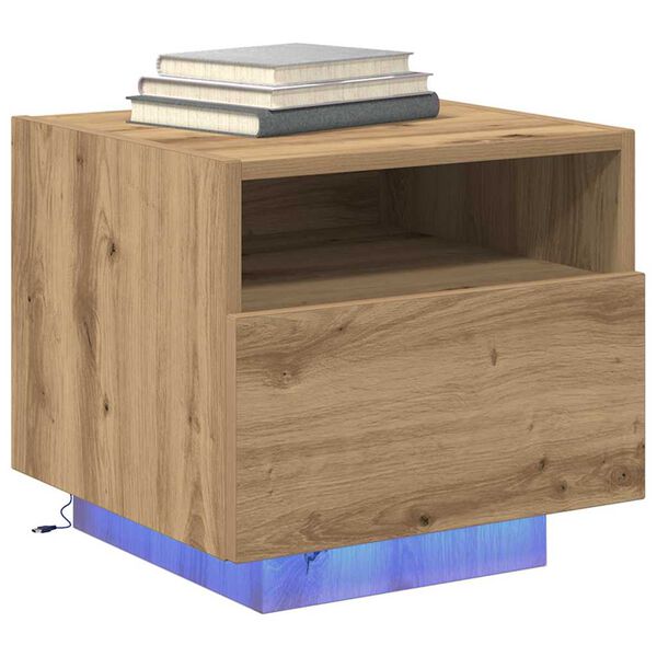 vidaXL Cabinet de chevet avec tiroir Ch&ecirc;ne artisanal 40 x 39 x 37 cm