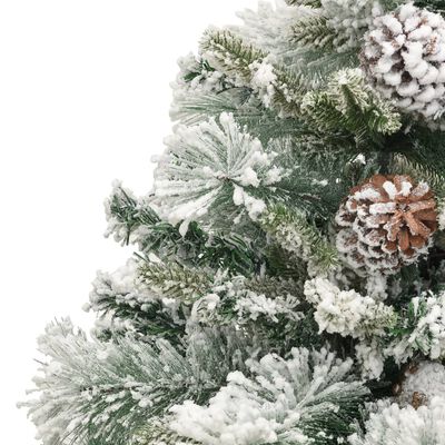 vidaXL Sapin de Noël pré-éclairé avec neige floquée/cônes 150cm PVC/PE