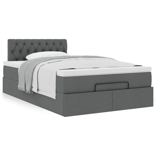 vidaXL Lit ottoman avec matelas gris fonc&eacute; 120x200 cm tissu