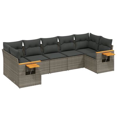 vidaXL Salon de jardin avec coussins 7 pcs gris résine tressée