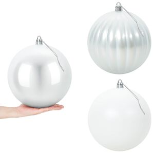 vidaXL Lot de boules de No&euml;l XXL 3 pc Blanc Diam. 25 cm Plastique