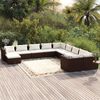 vidaXL Salon de jardin 11 pcs avec coussins R&eacute;sine tress&eacute;e Marron
