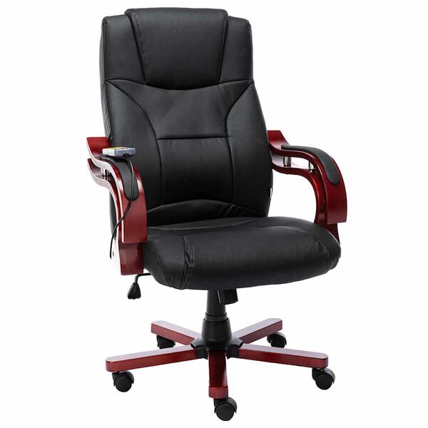 vidaXL Chaise de bureau de massage Noir Cuir v&eacute;ritable
