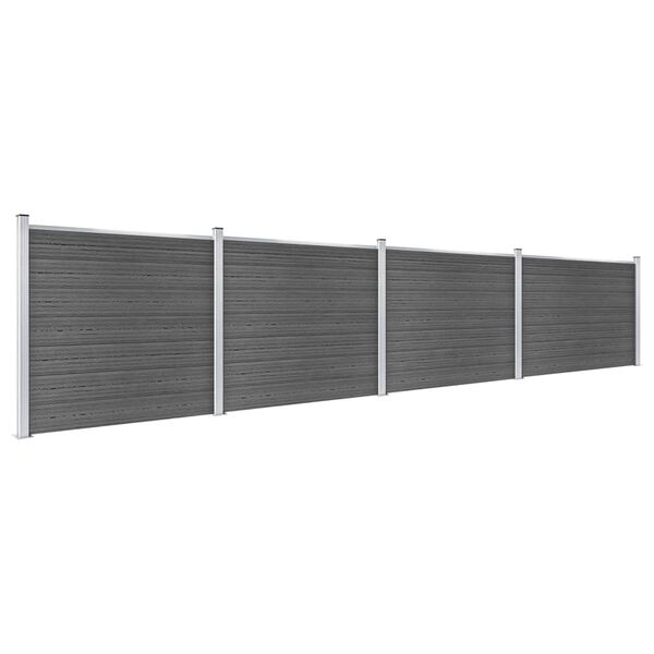 vidaXL Ensemble de panneau de cl&ocirc;ture WPC 699x146 cm Noir