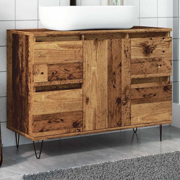 vidaXL Armoire de salle de bain vieux bois 80x33x60 cm bois ingénierie