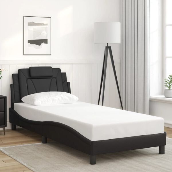 vidaXL Cadre de lit Viana sans matelas noir 90x200 cm similicuir
