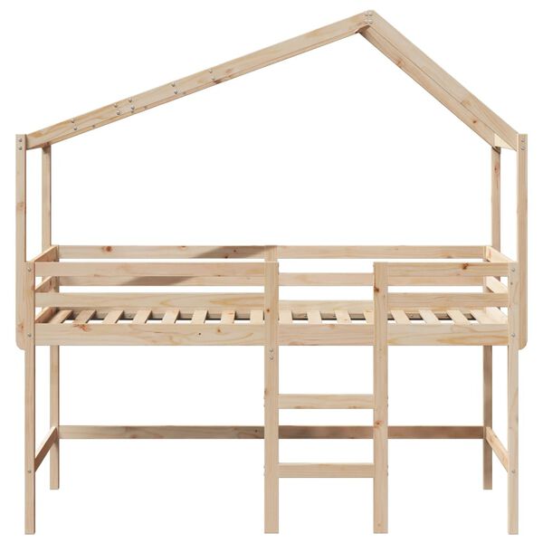 vidaXL Lit superpos&eacute; avec &eacute;chelle et toit sans matelas 90x200 cm