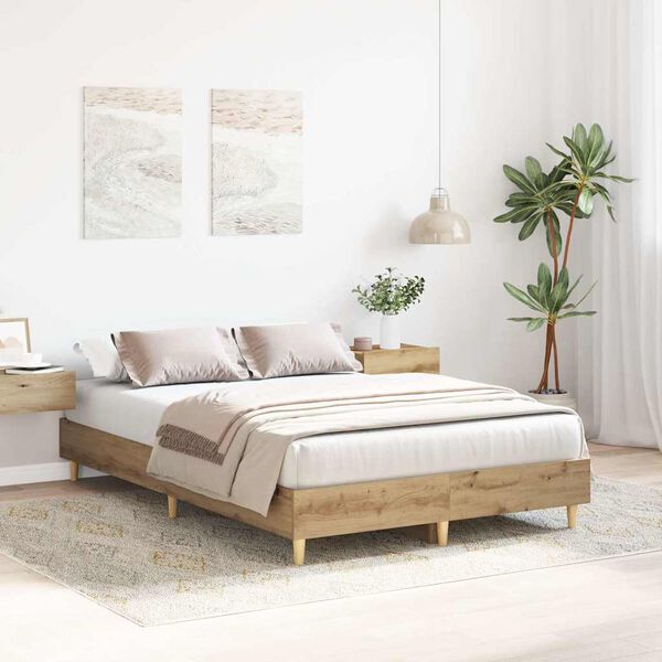 vidaXL Cadre de lit sans matelas ch&ecirc;ne artisanal 135x190 cm