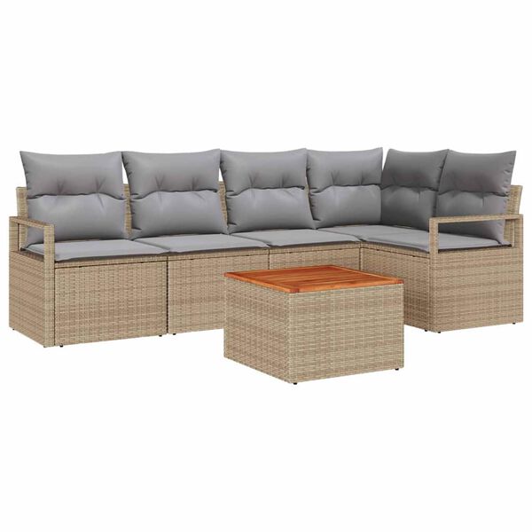 vidaXL Ensemble de canap&eacute; de jardin avec coussin 6 pcs Beige polyrotin