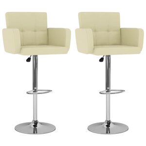 vidaXL Tabourets de bar lot de 2 cr&egrave;me similicuir