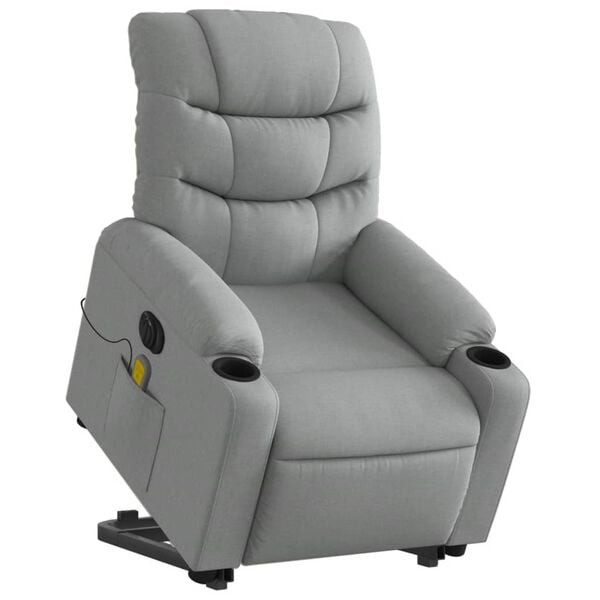 vidaXL Fauteuil inclinable de massage &eacute;lectrique Gris clair Tissu