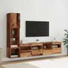 vidaXL Unit&eacute; murale de TV avec LED 4 pcs Bois ancien Bois d'ing&eacute;nierie