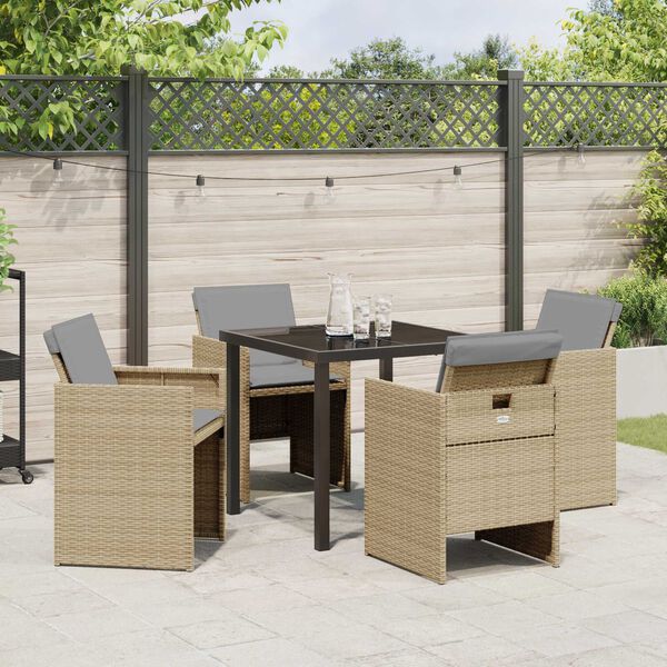 vidaXL Ensemble de salle &agrave; manger pour jardin 5 pcs Beige polyrotin