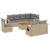 vidaXL Salon de jardin avec coussins 9 pcs beige r&eacute;sine tress&eacute;e