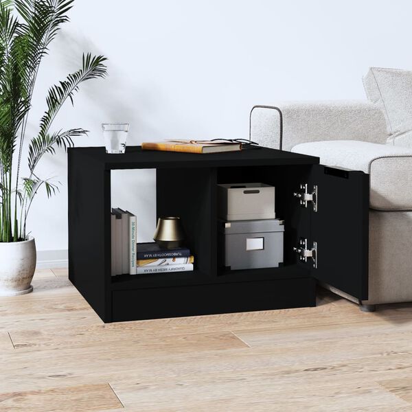 vidaXL Table basse noir 50x50x36 cm bois d'ing&eacute;nierie