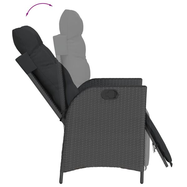vidaXL Ensemble &agrave; manger de jardin coussins 7pcs Noir R&eacute;sine tress&eacute;e