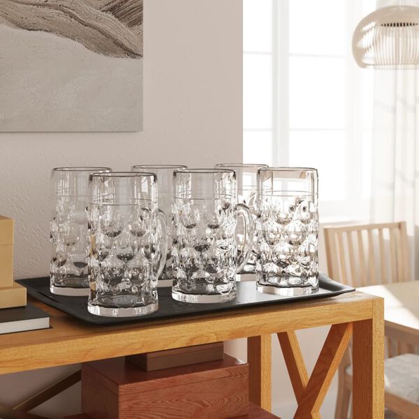 vidaXL Chopes à bière avec poignée en verre 6 pcs 500 ml