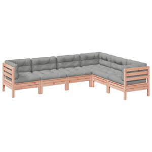 vidaXL Salon de jardin 6 pcs et coussins bois massif sapin de douglas
