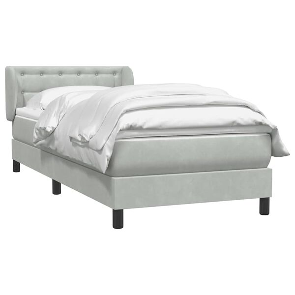 vidaXL Sommier &agrave; lattes de lit et matelas gris clair 80x210 cm velours