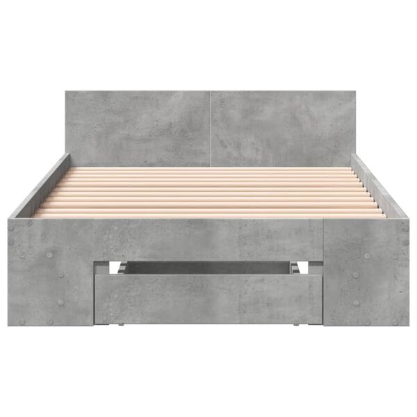 vidaXL Cadre de lit avec tiroir sans matelas gris b&eacute;ton 90x200 cm