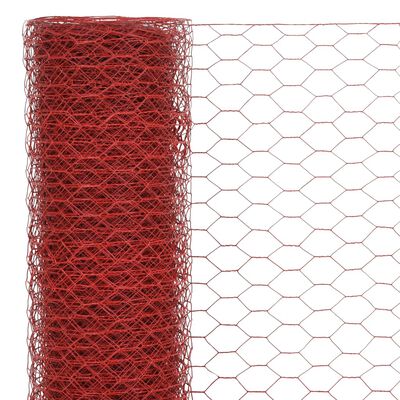 vidaXL Grillage Acier avec revêtement en PVC 25x0,75 m Rouge