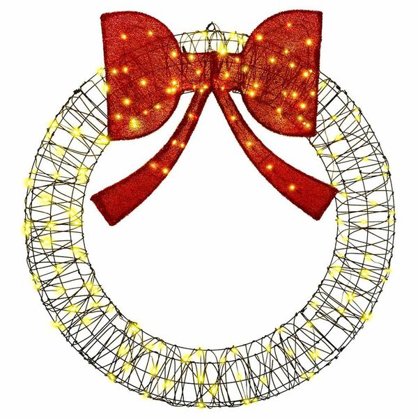 vidaXL Couronne avec 150 LED Blanc chaud 121 x 121 x 10 cm Rotin